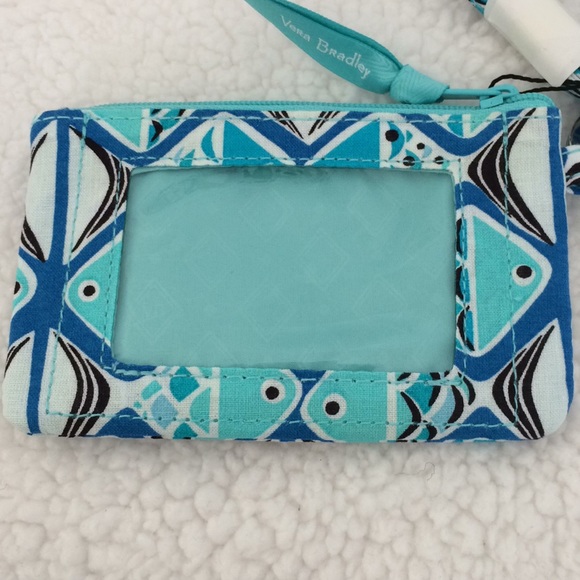 Vera Bradley Zip ID & Lanyard Go Fish Blue - Picture 4 of 5